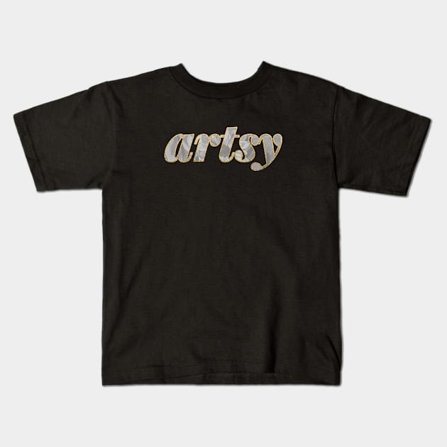 Artsy Romantic Golden Text Kids T-Shirt by Sizzlinks